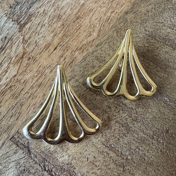 Goldtone Clip-On Earrings by Monet - Picture 1 of 8